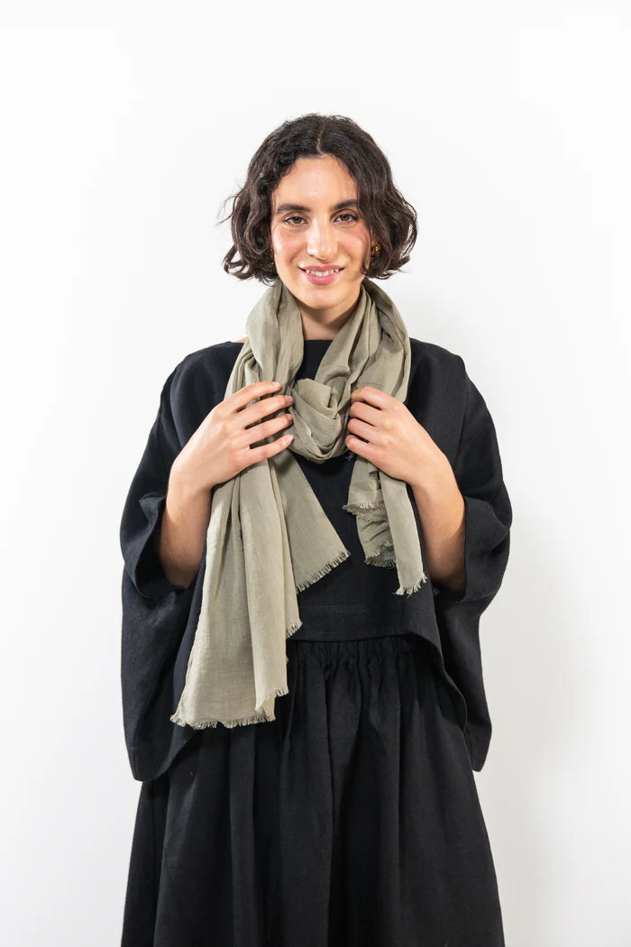 Austin Williams Pink Green and Lily Pad Doe Silk Scarf