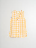 Yellow checkered sleeveless shirt on a light gray background