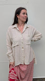 Ladli Lejardin Boyfriend Shirt Linen Sand sale - Stay Wild Collective  Top