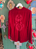 Otomo Audrey silk velvet embroidered jacket red - Stay Wild Collective
