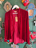 Otomo Audrey silk velvet embroidered jacket red - Stay Wild Collective