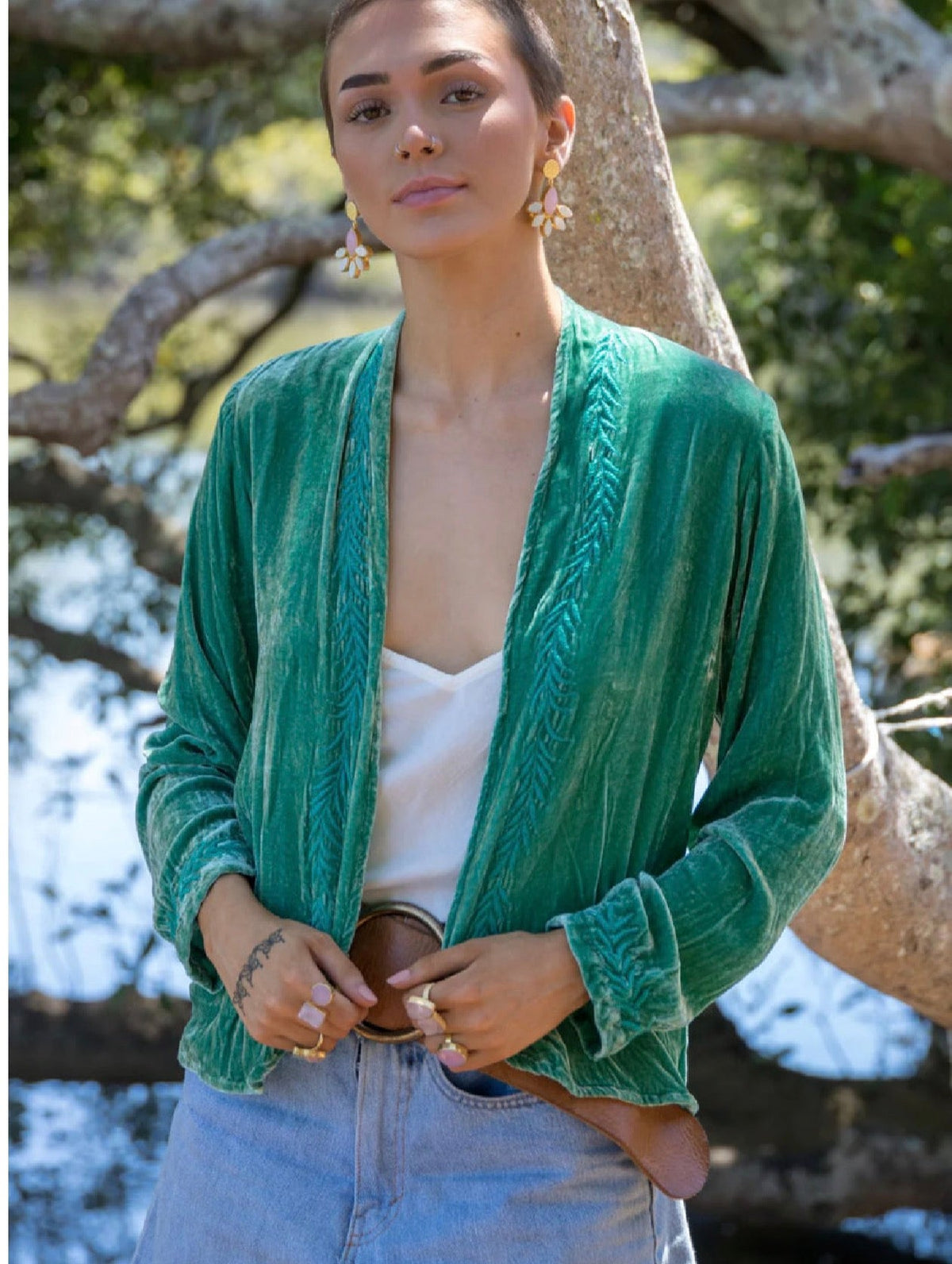 Otomo Silk long-sleeve blouse with a relaxed fit, styled for a look of understated luxury.
