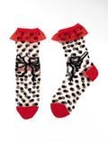 Polka dot bow ruffle sheer socks