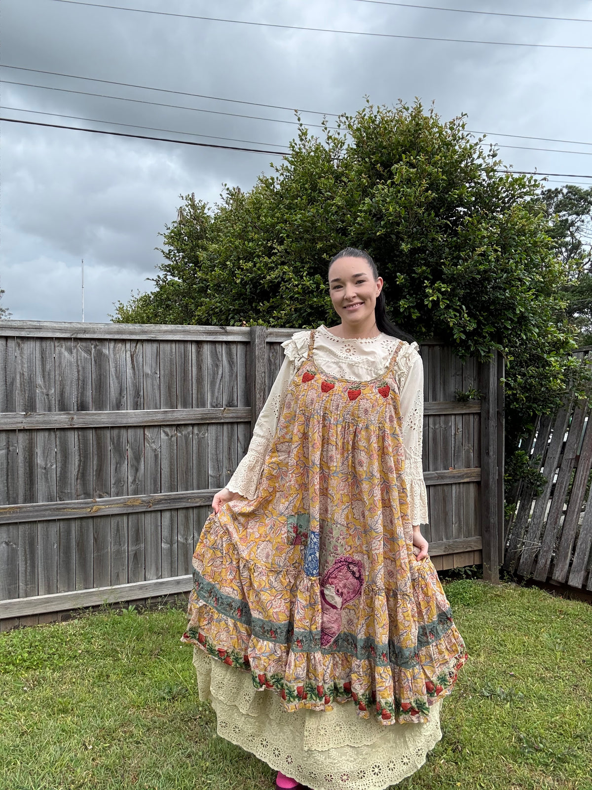 house of jaded gypsy sunwashed bloom dress golden
