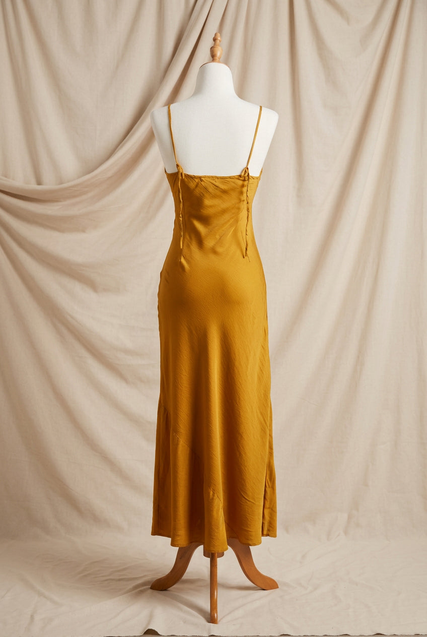 Otomo Marilyn Silk/linen slip maxi Gold