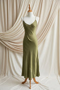 Otomo Marilyn Silk/linen slip long olive