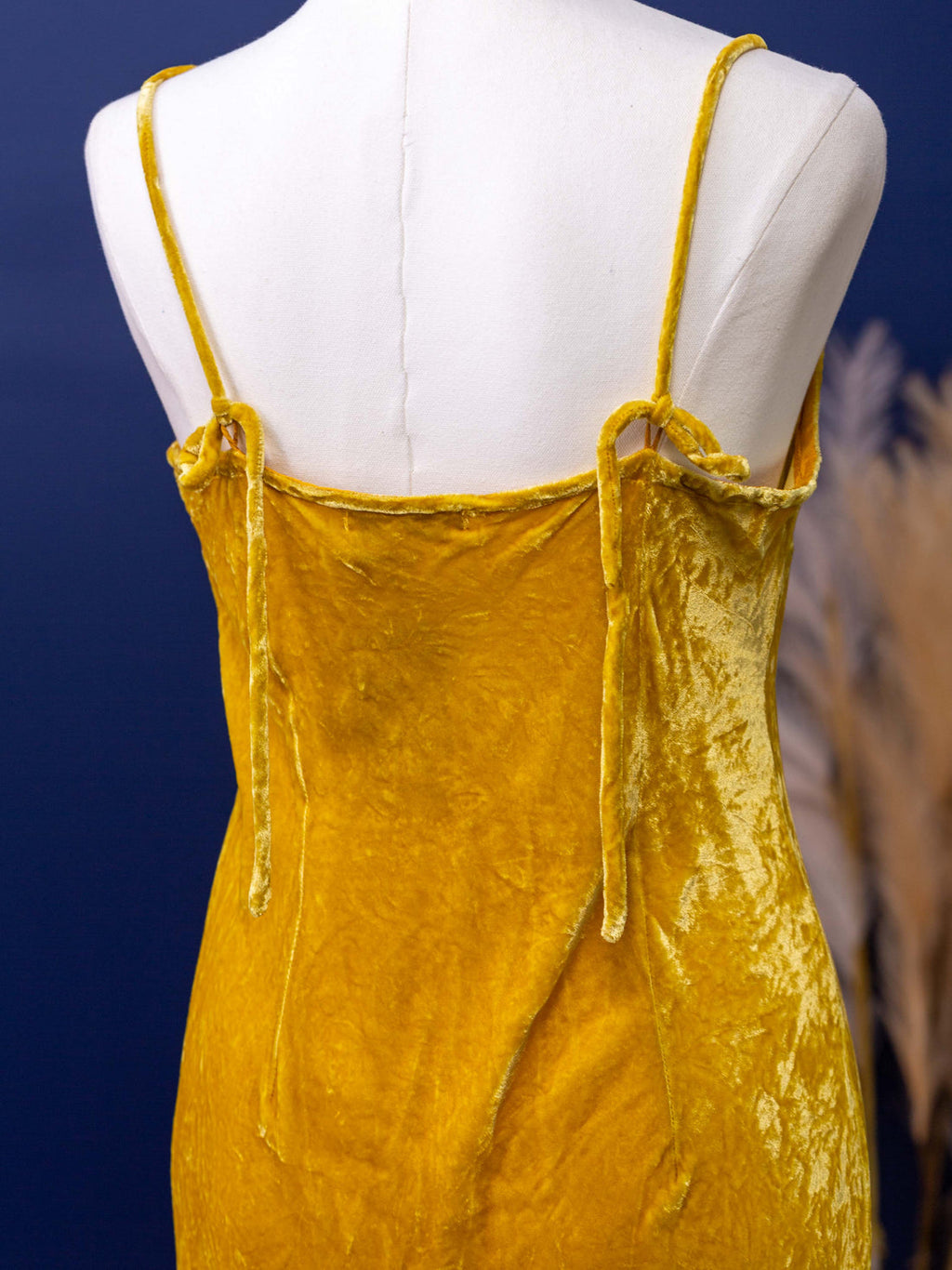 Otomo Marilyn velvet slip dress Long gold