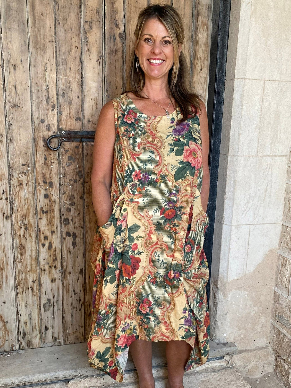 Miss roses sister violet garden tapestry dress