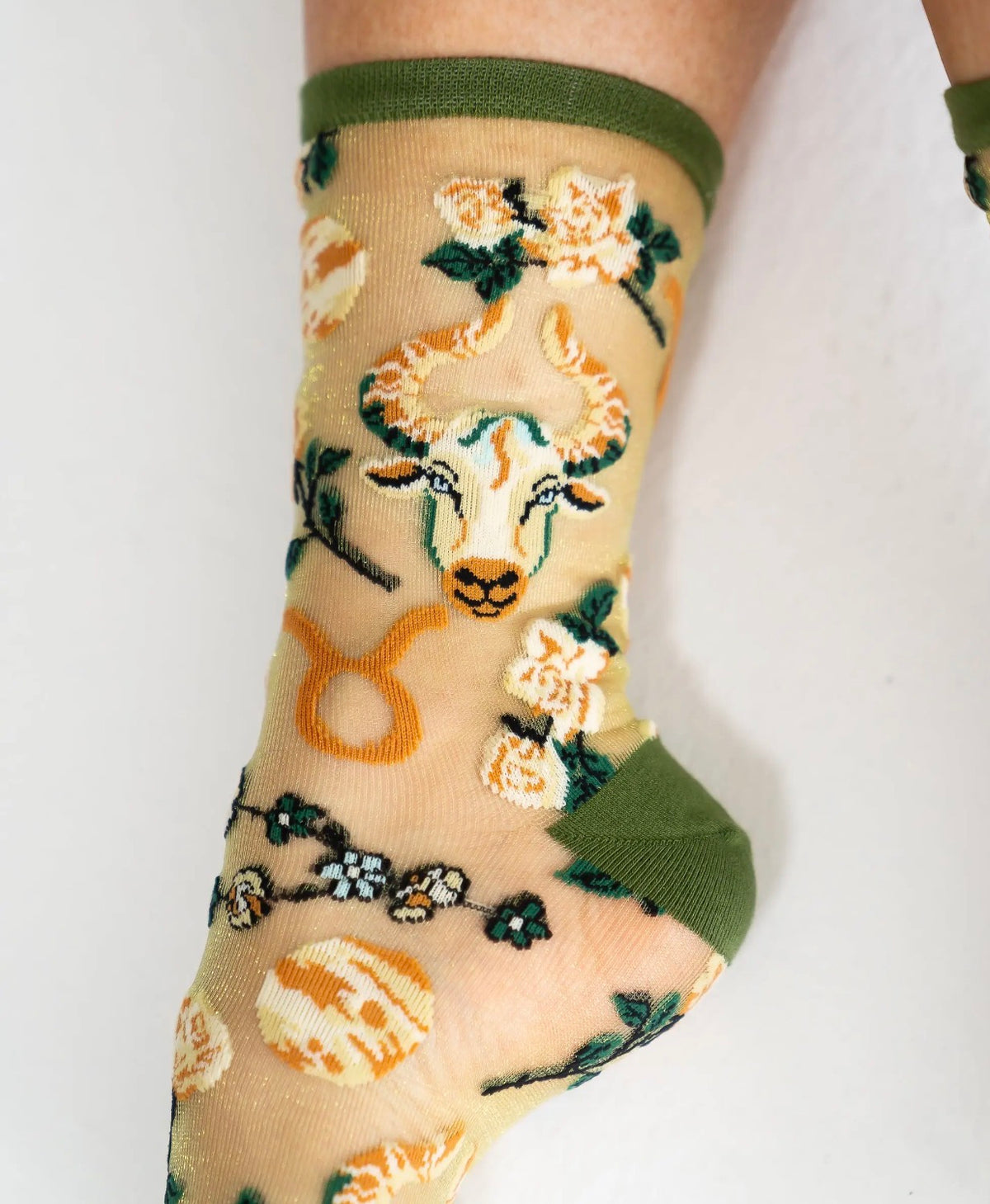 Taurus zodiac shimmer sheer socks