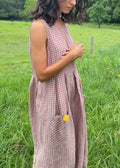 Sartene French Linen Dress in Tiny rose gingham