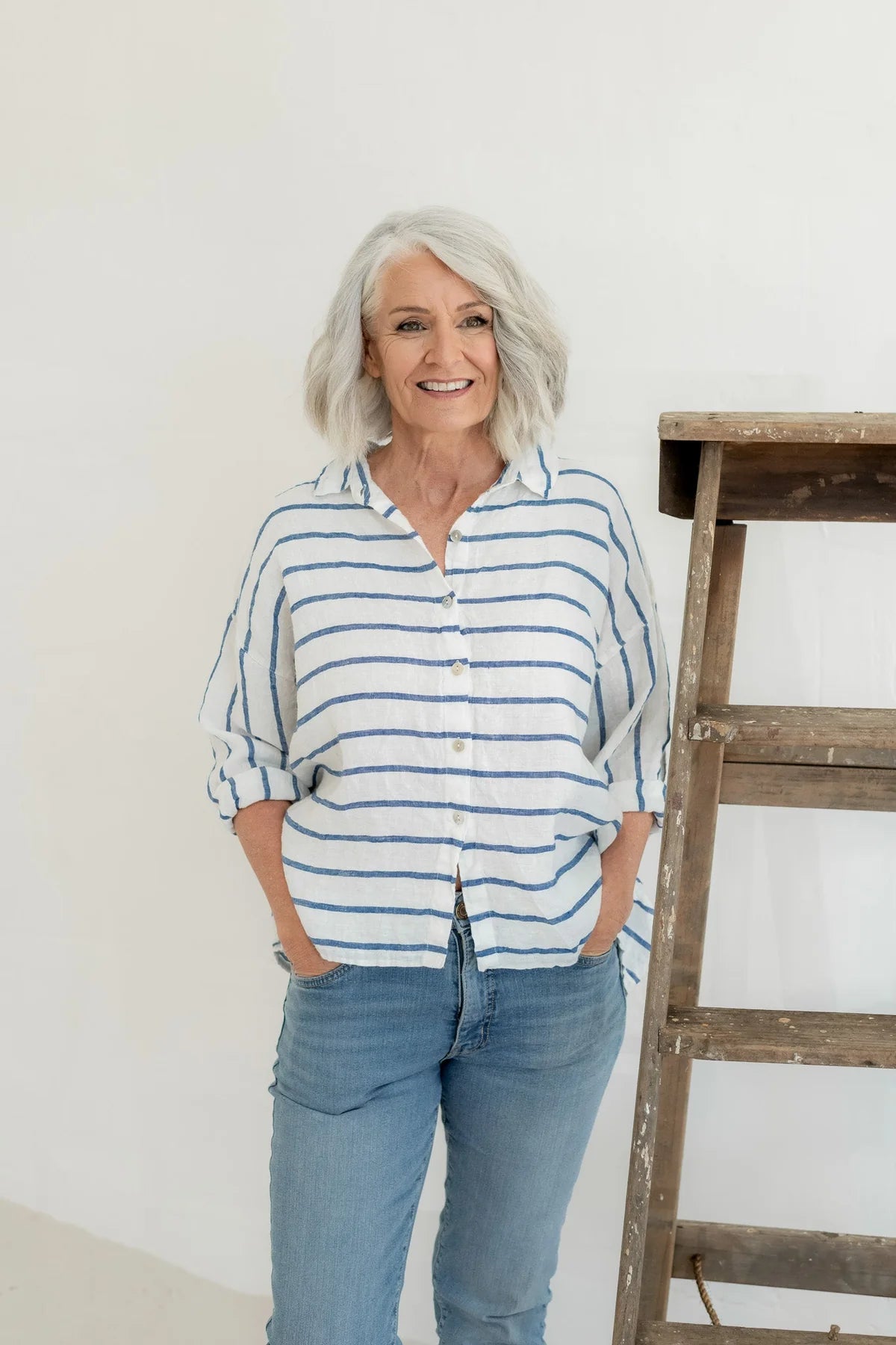 Megbydesign Hamilton shirt striped linen