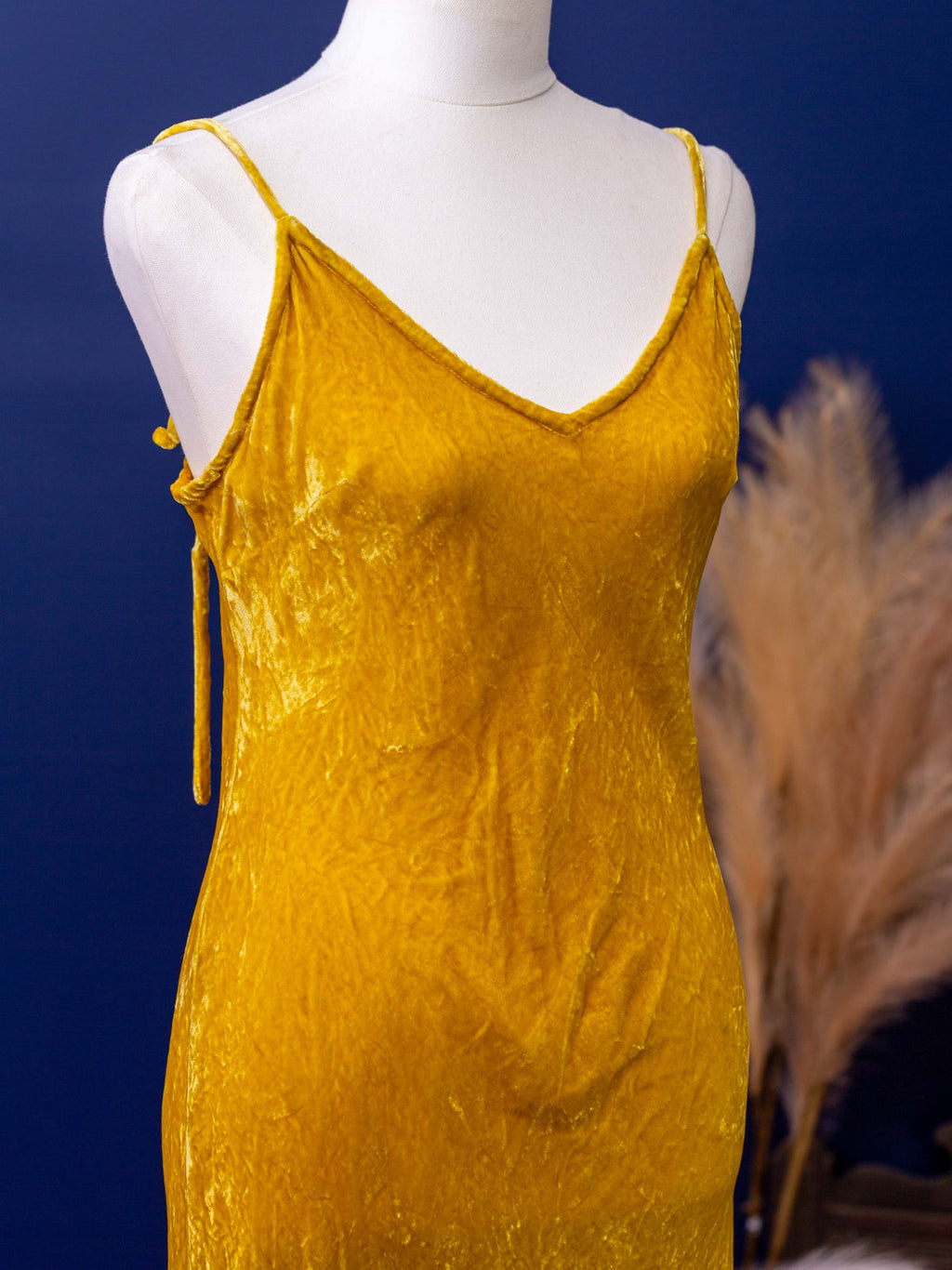 Otomo Marilyn velvet slip dress Long gold