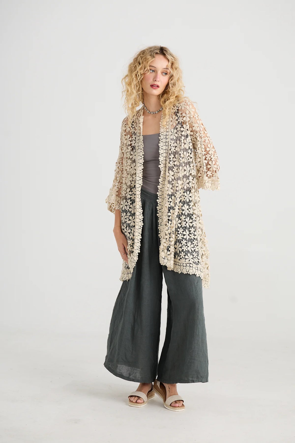 Miss roses sister violet Cordelia lace Jacket. Stone