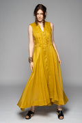 Dogstar Asuka  tuck dress chartreuse