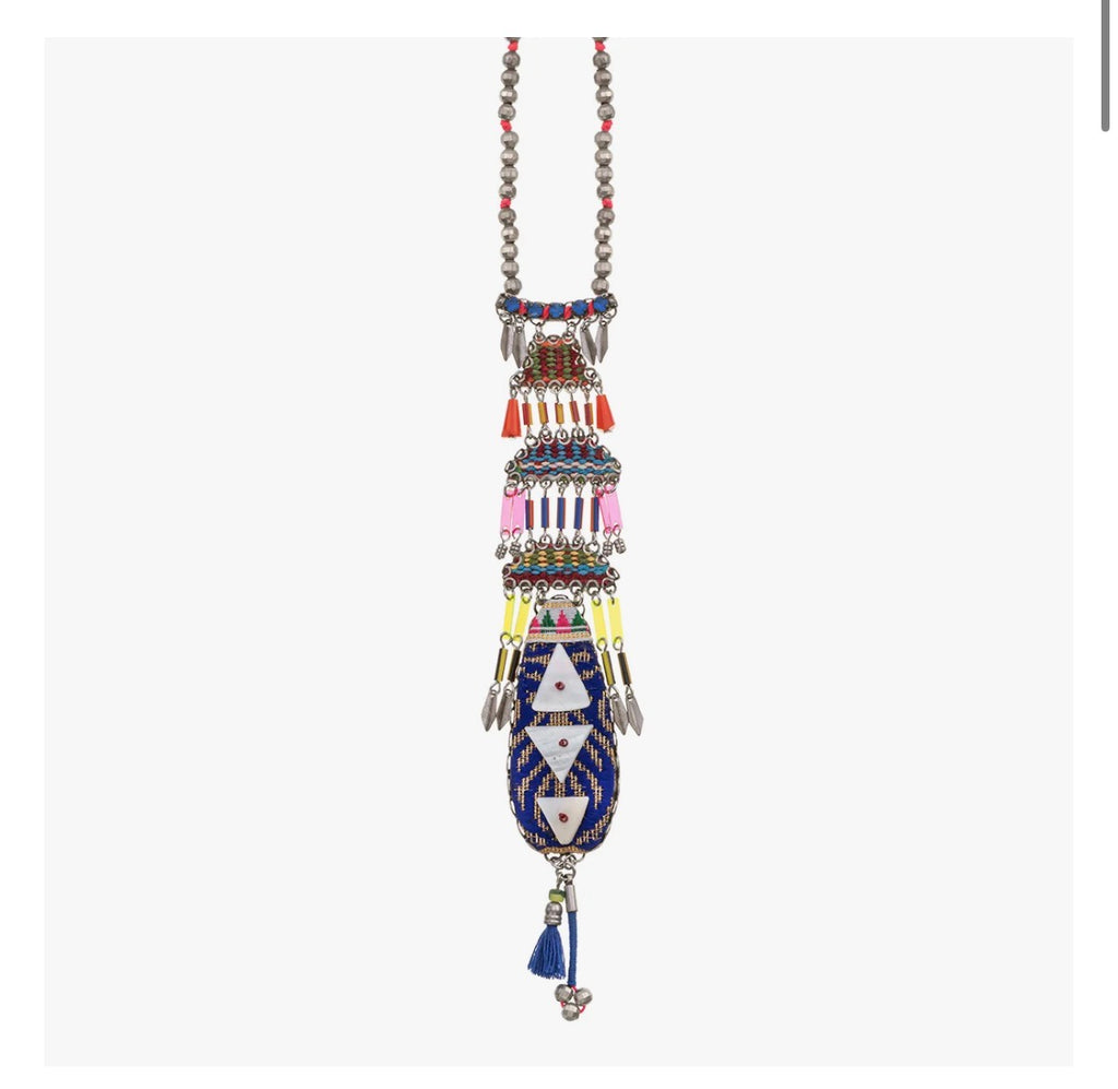 Ayala bar African Dance Set, Long Boho Necklace, Rainbow S3655