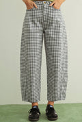 Miou muse checkered barrel jeans