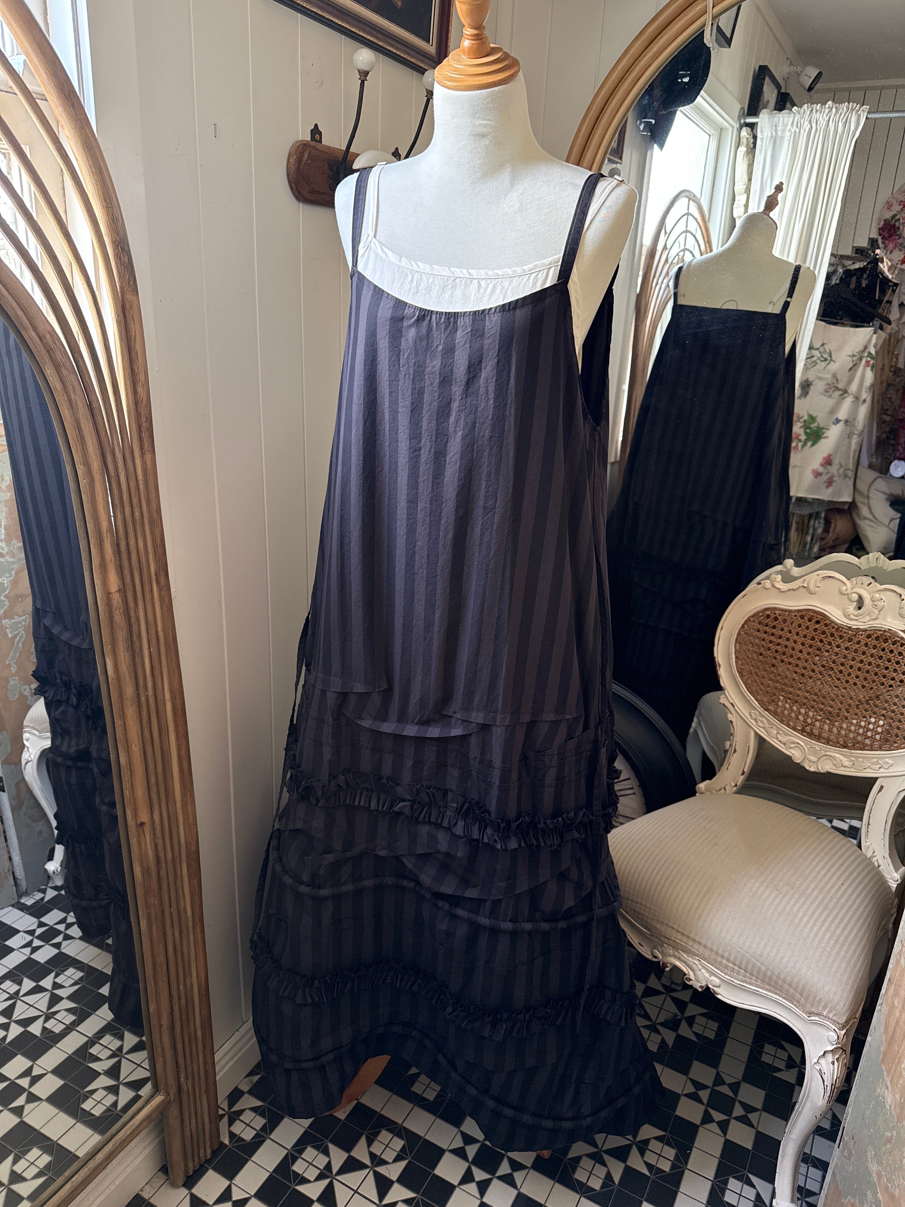 Krista Larson Long lavish striped Japanese cotton slip O/S