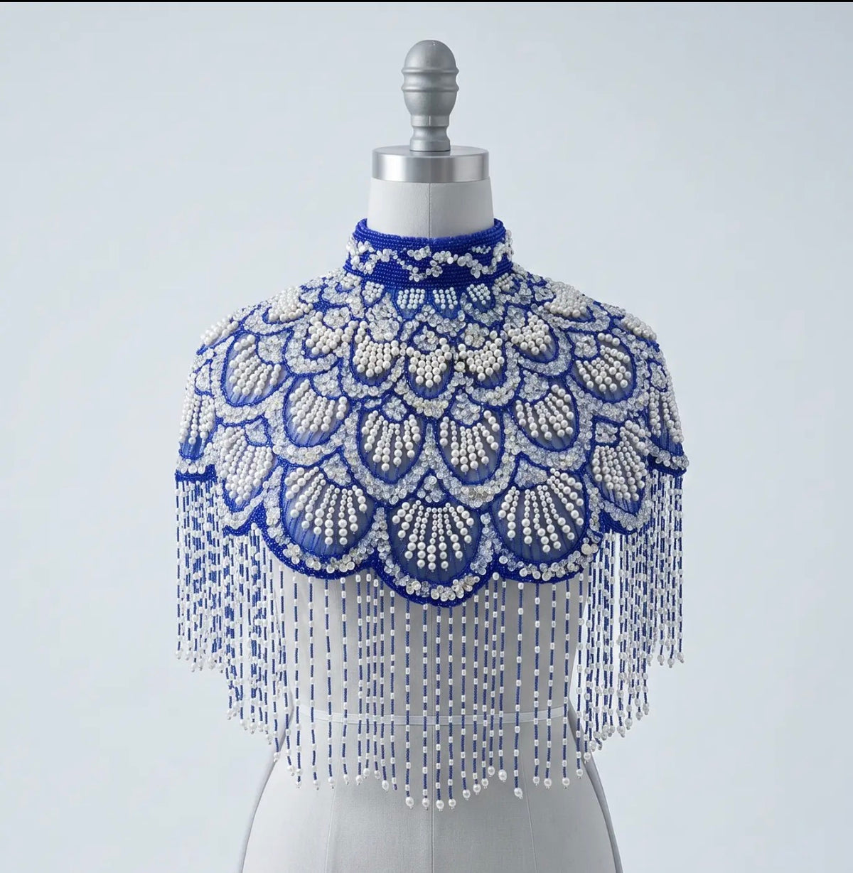 Santorini siren beaded capelet  royal blue