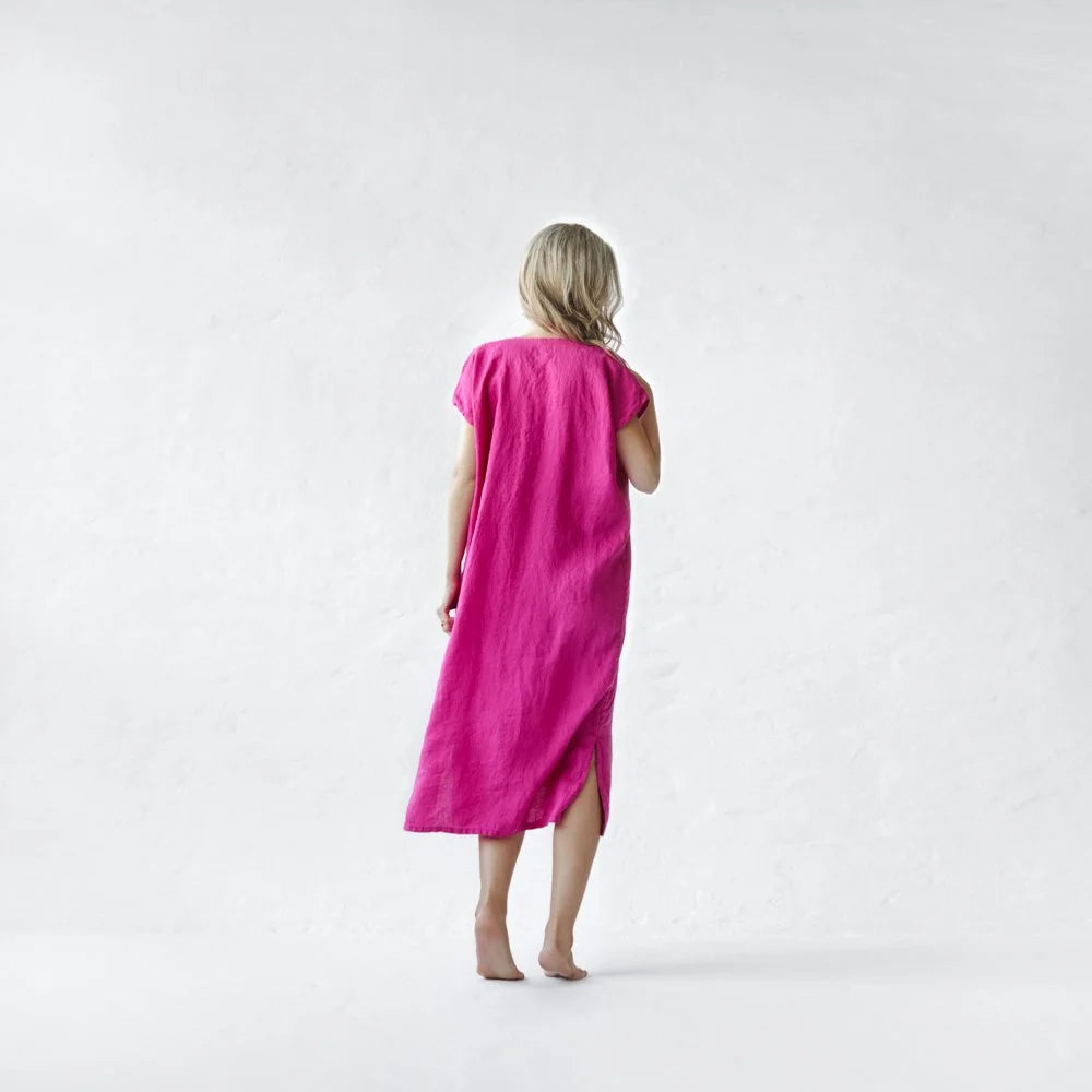 Seaside tone v neck dress Neon pink  SALE