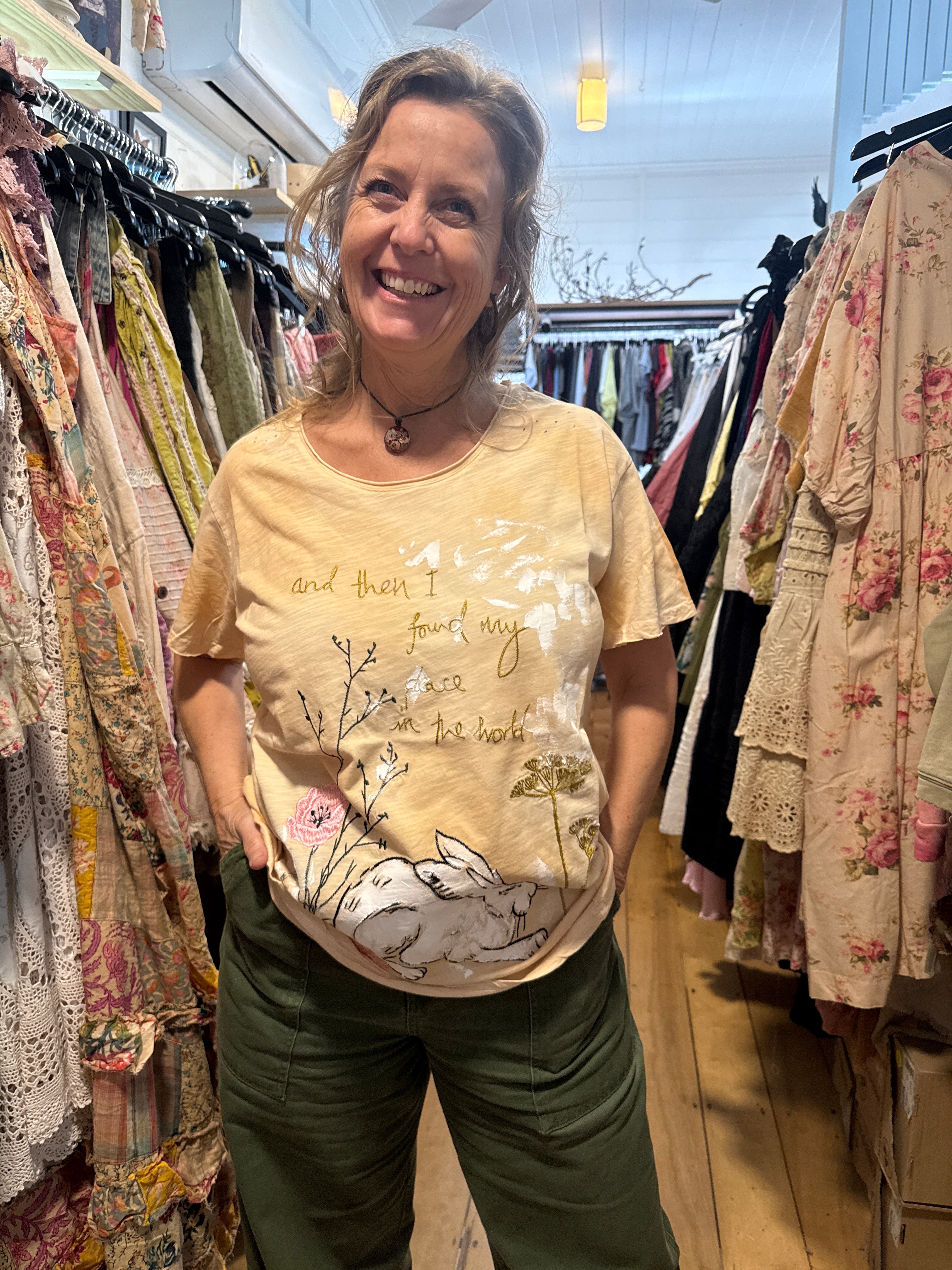 Jaded Gypsy moon dance tee - bunny