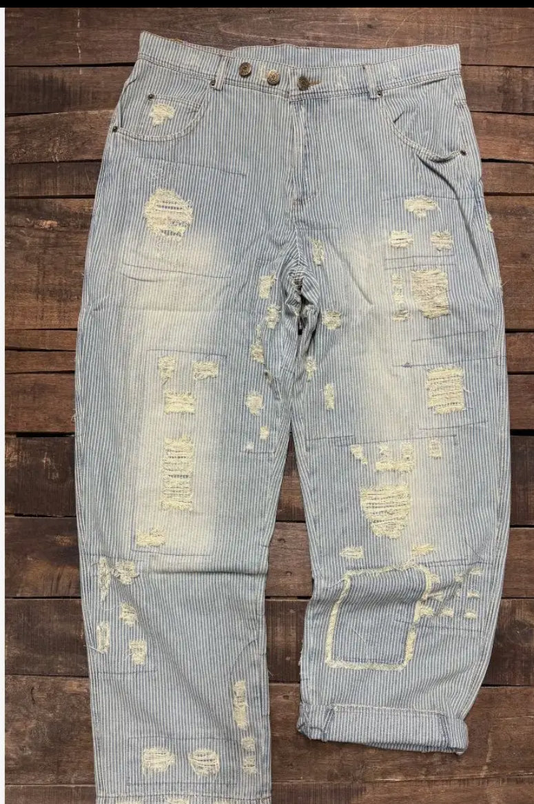 Jaded gypsy peace and love jeans railway stripe