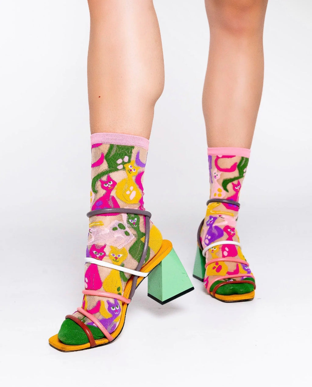 Dopamine cats sheer crew socks