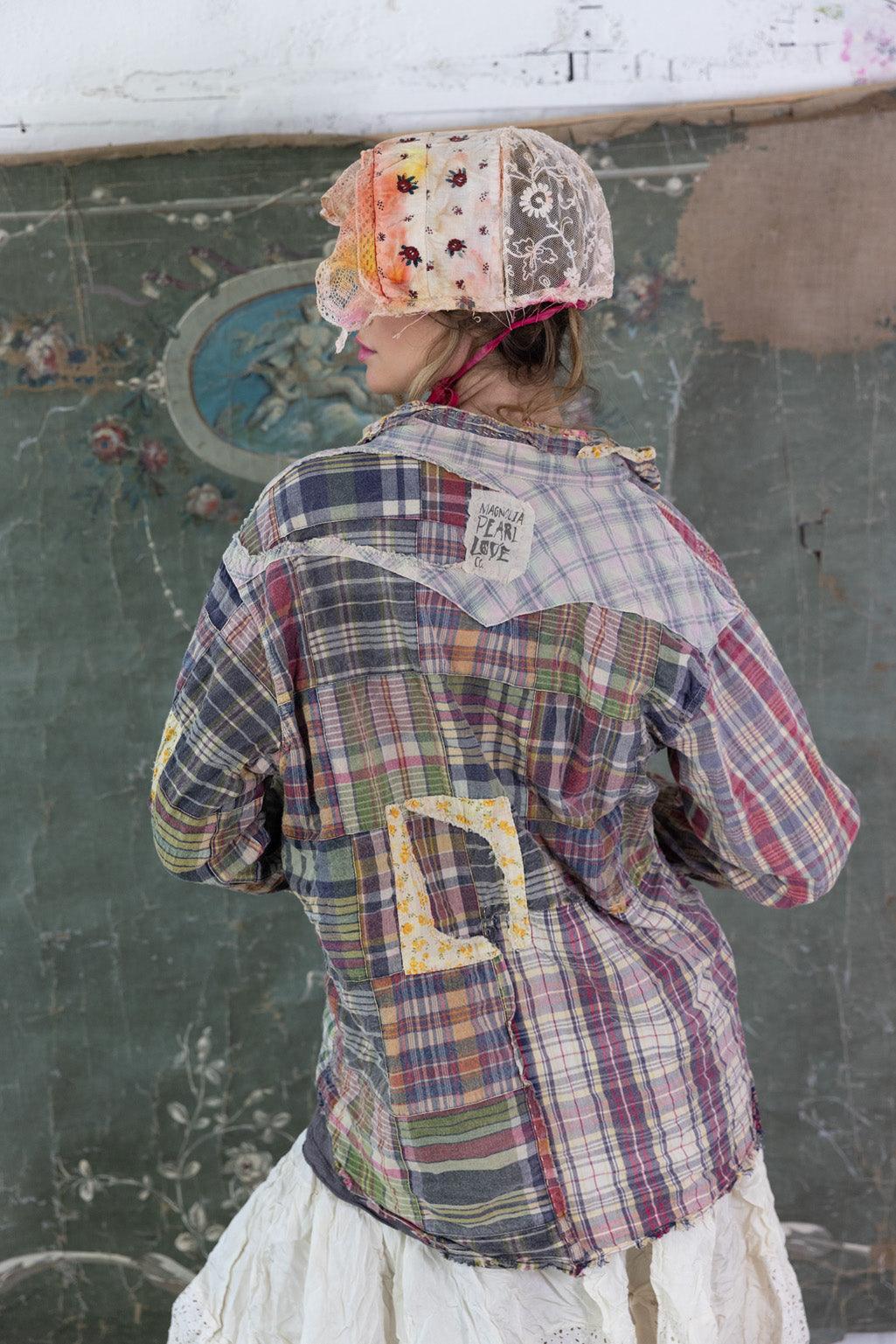 Magnolia Pearl Patchwork Kelly Western Shirt Top 1508 Madras Rainbow