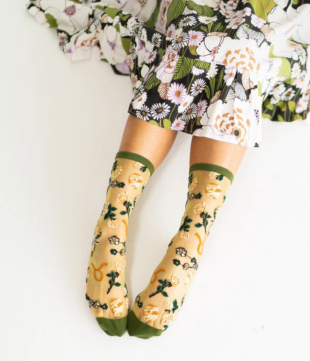 Taurus zodiac shimmer sheer socks