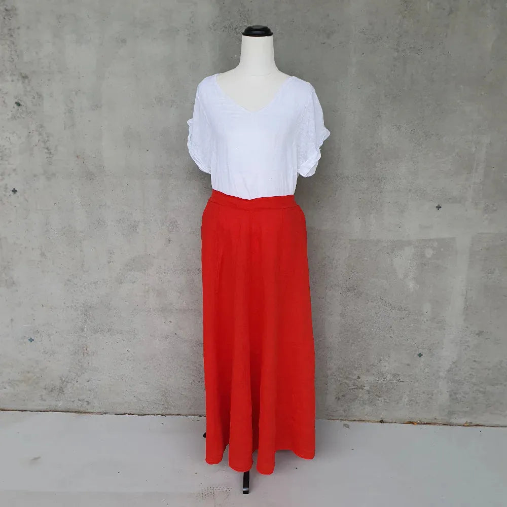 23G337 Frederic linen full length skirt with pockets peta - Stay Wild Collective  