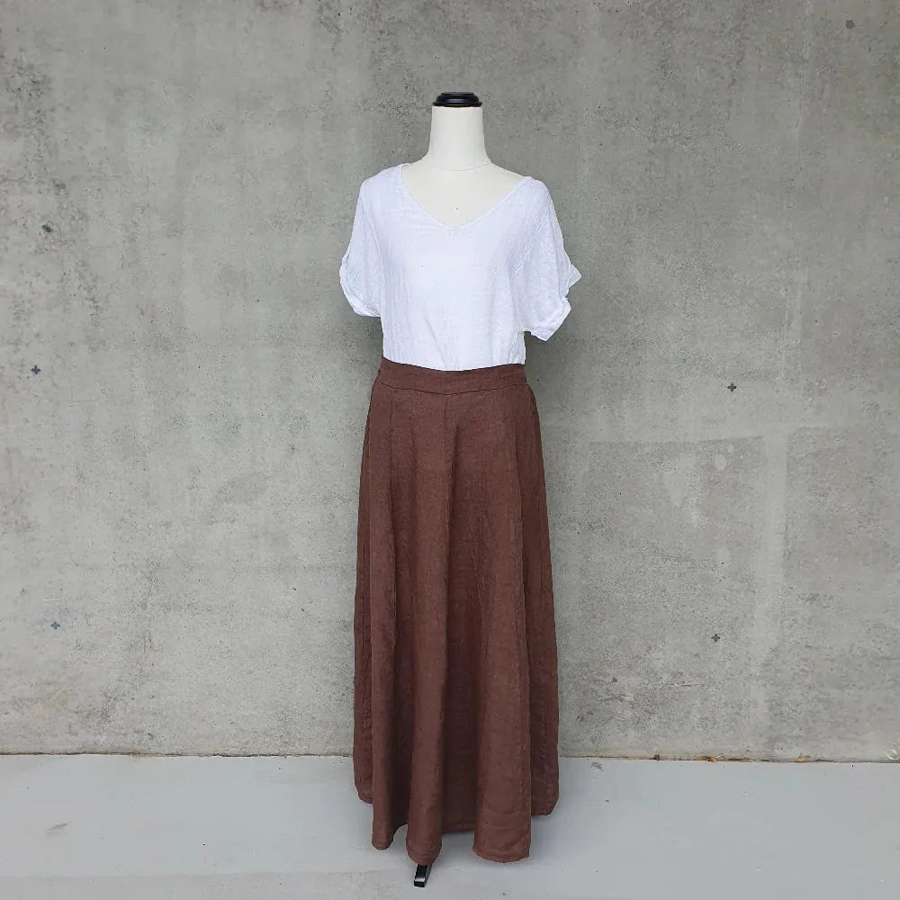  23G337 Frederic linen full length skirt with pockets peta - Stay Wild Collective  