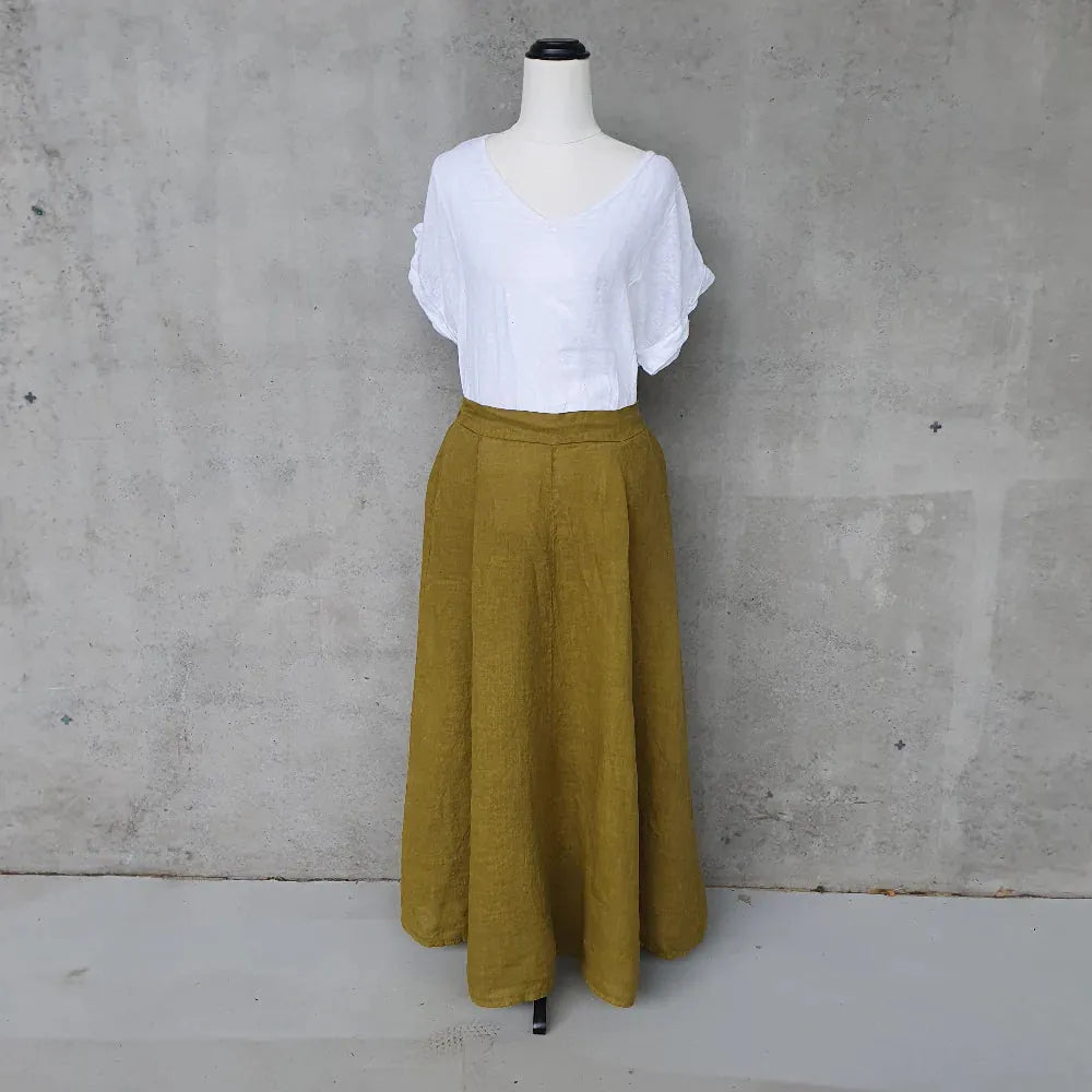  23G337 Frederic linen full length skirt with pockets peta - Stay Wild Collective  