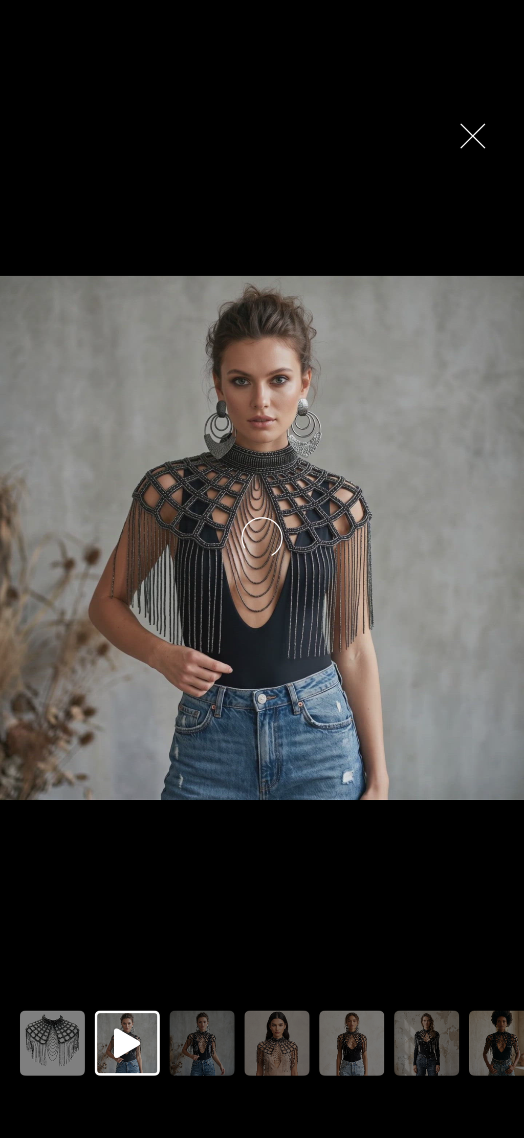 Onyx gunmetal beaded capelet