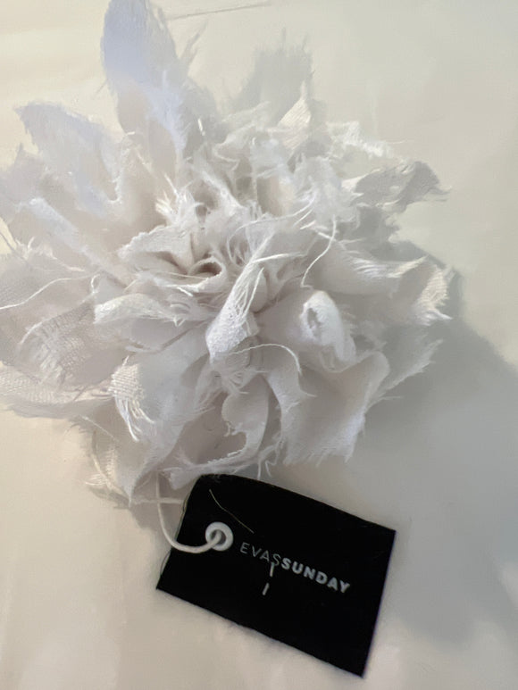 Eva Sunday Fabric Flower Brooch white