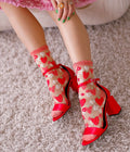 Strawberries daisy ruffle sheer crew socks