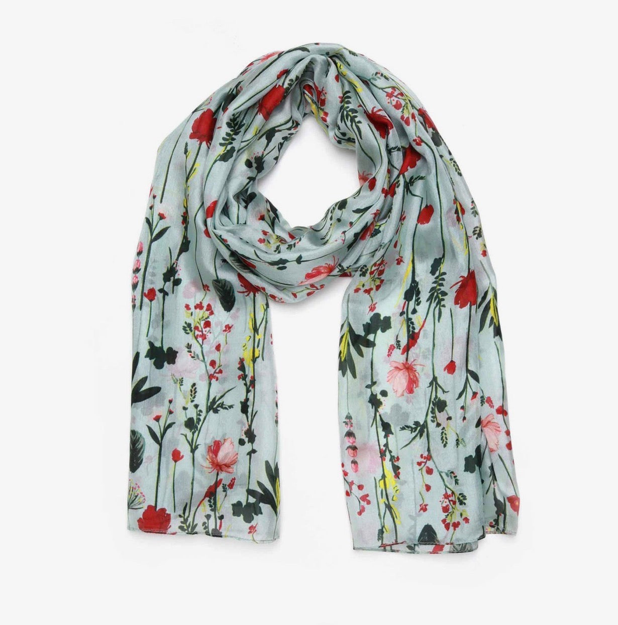 Floral print pure silk designer scarf