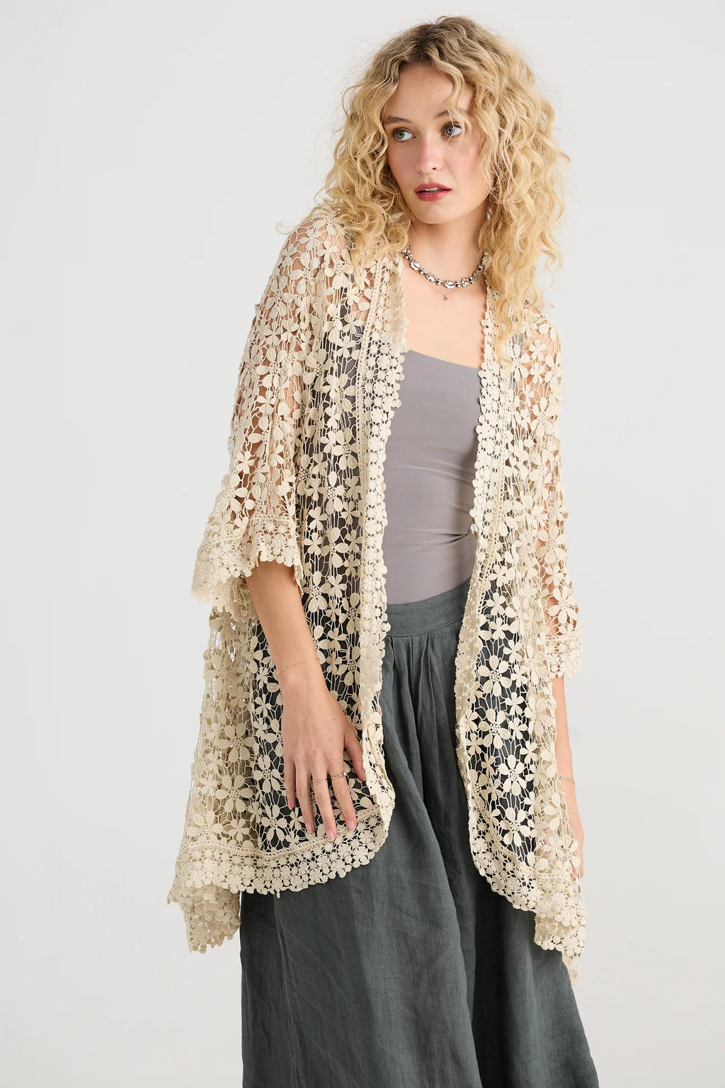 Miss roses sister violet Cordelia lace Jacket. Stone