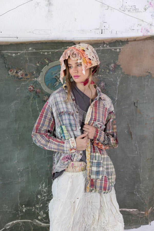 Magnolia Pearl Patchwork Kelly Western Shirt Top 1508 Madras Rainbow