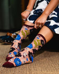 Electric Dusk Floral Shimmer Sheer Crew Sock