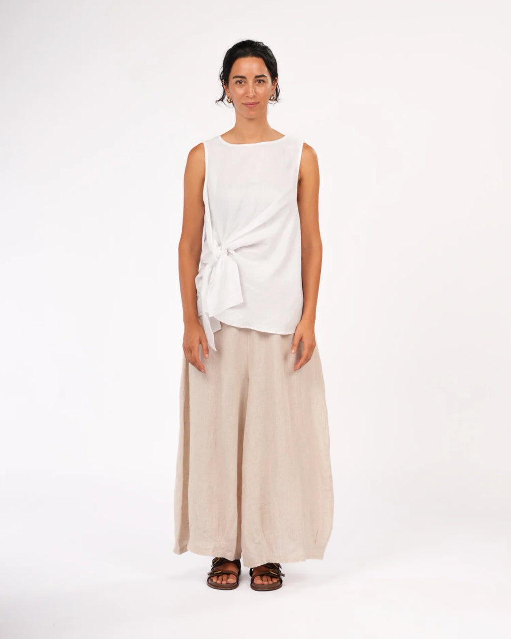 Montaigne Coco Front Tie Up Linen Top