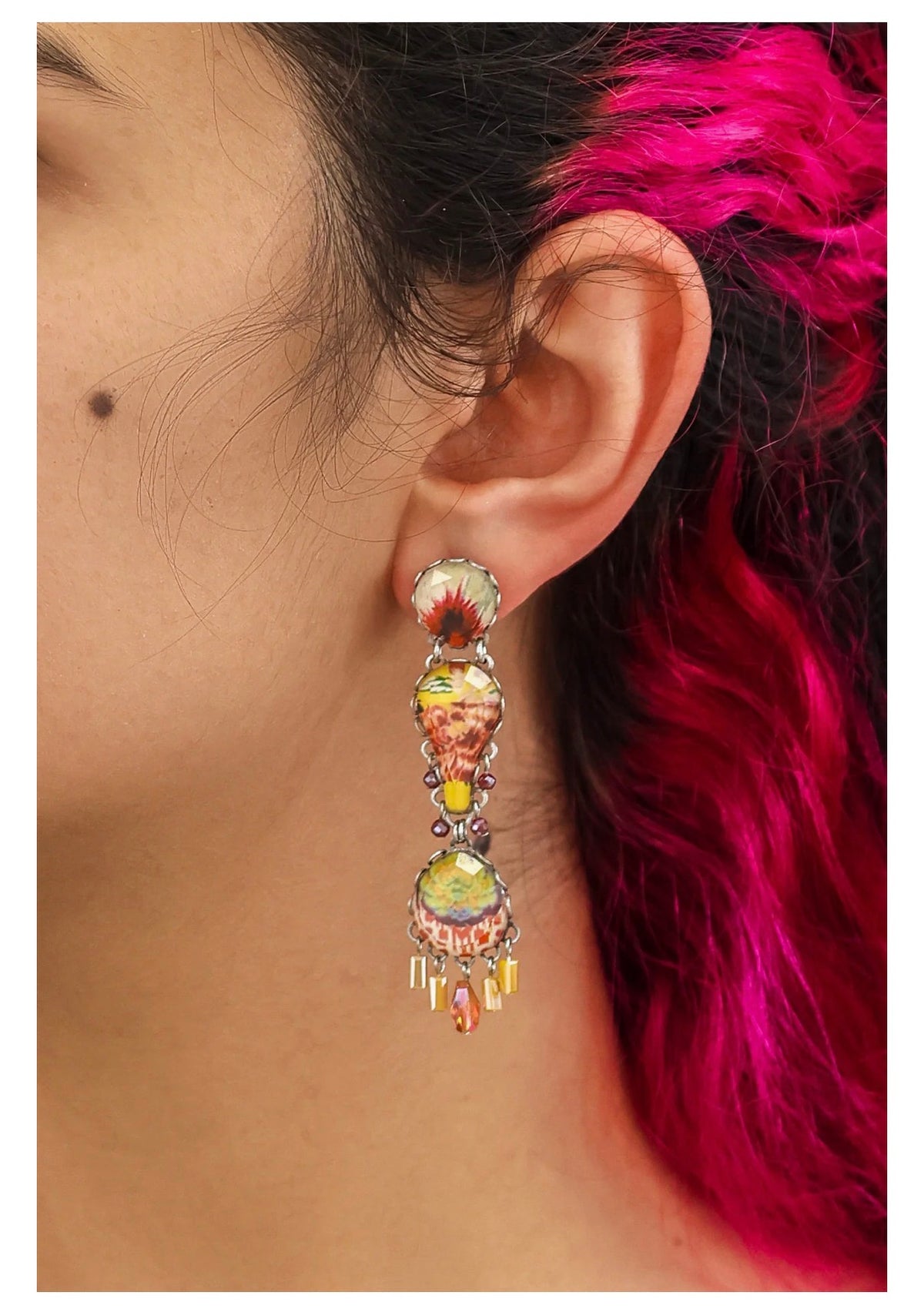 Ayala bar Sunflower Surprise Set, Long Glass Earrings, Sunny R2422