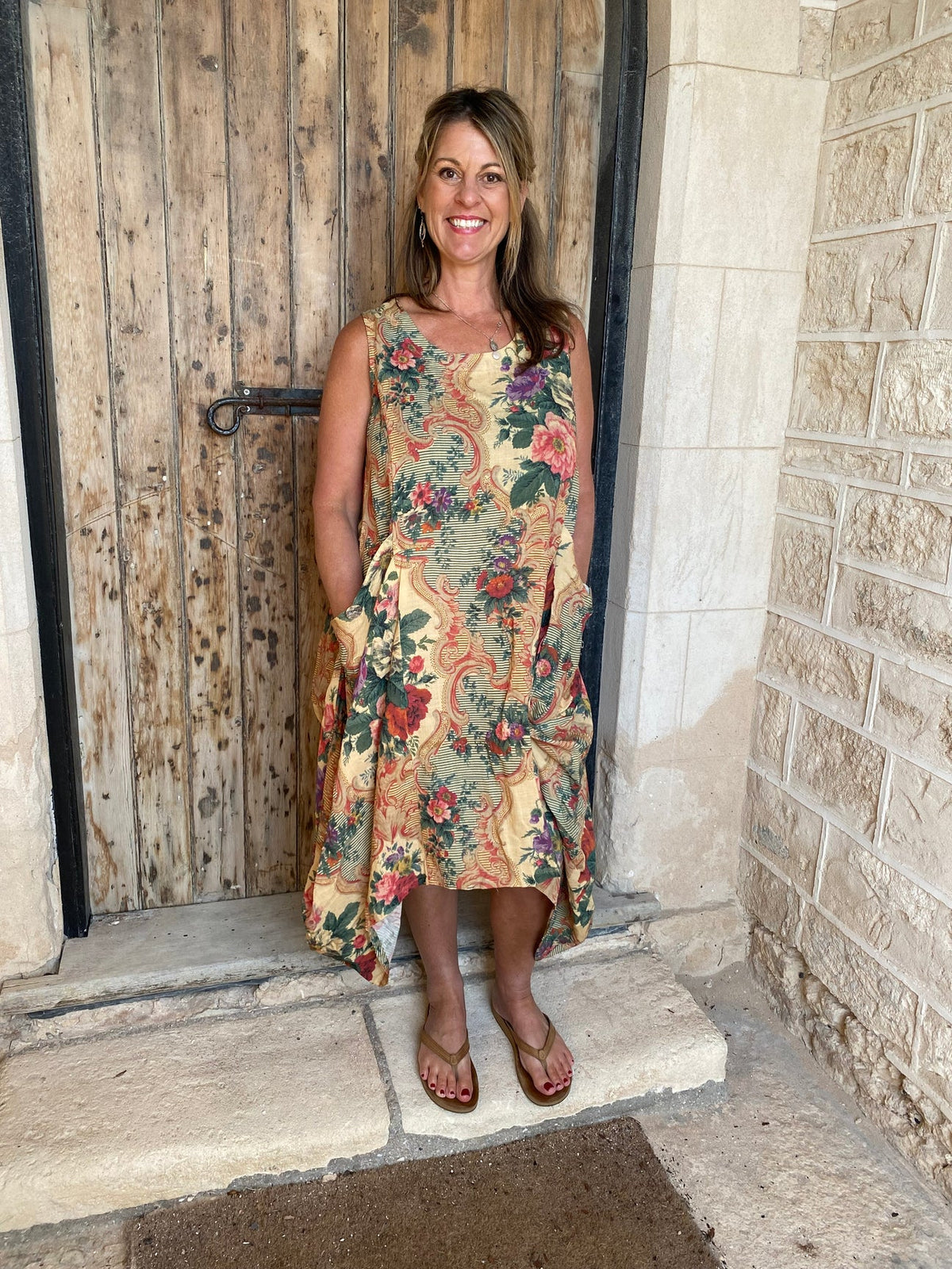 Miss roses sister violet garden tapestry dress
