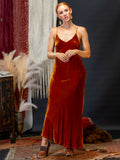 Otomo Marilyn Long velvet slip dress Topaz