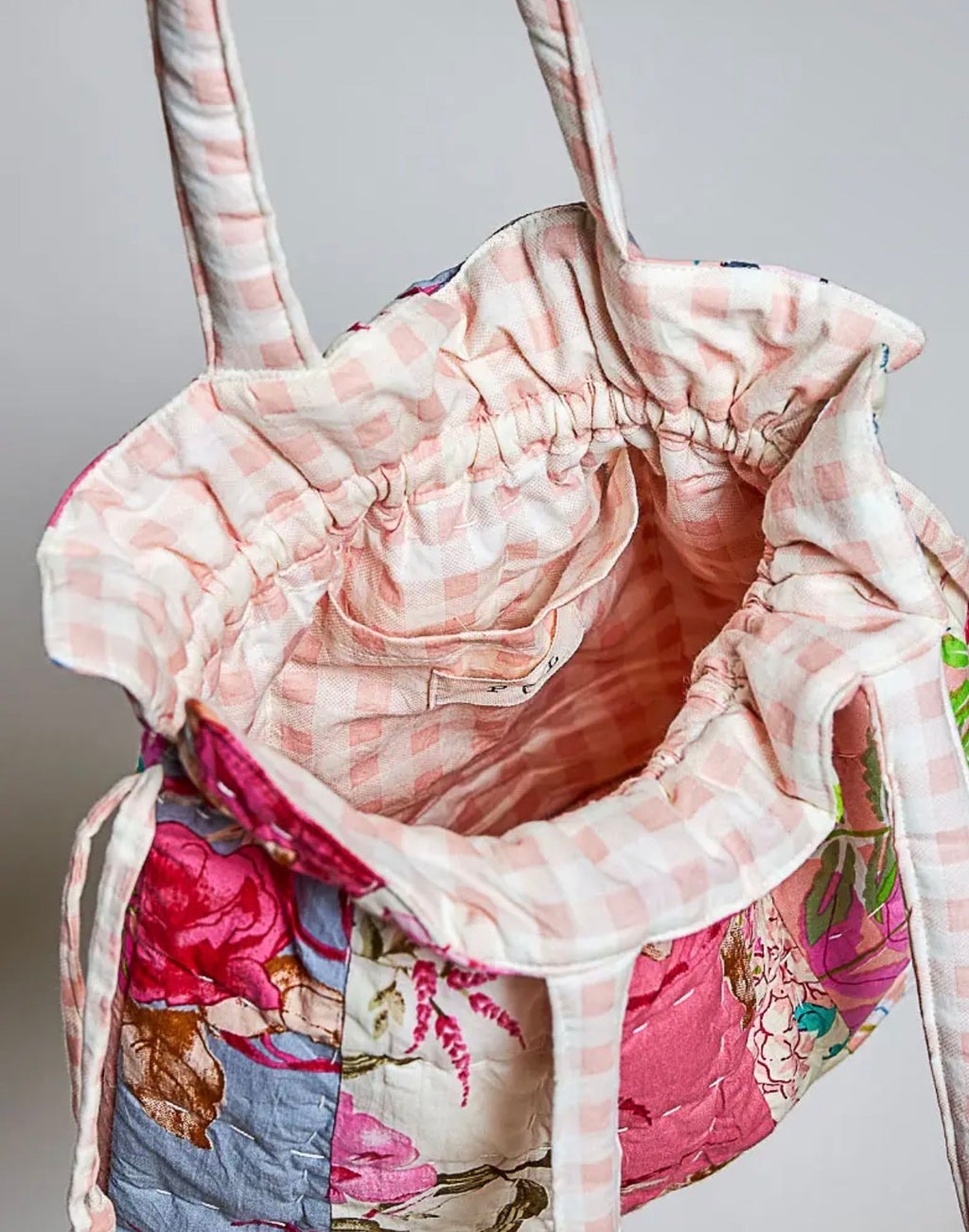 Helena Draw string patchwork vintage floral cotton shoulder bag
