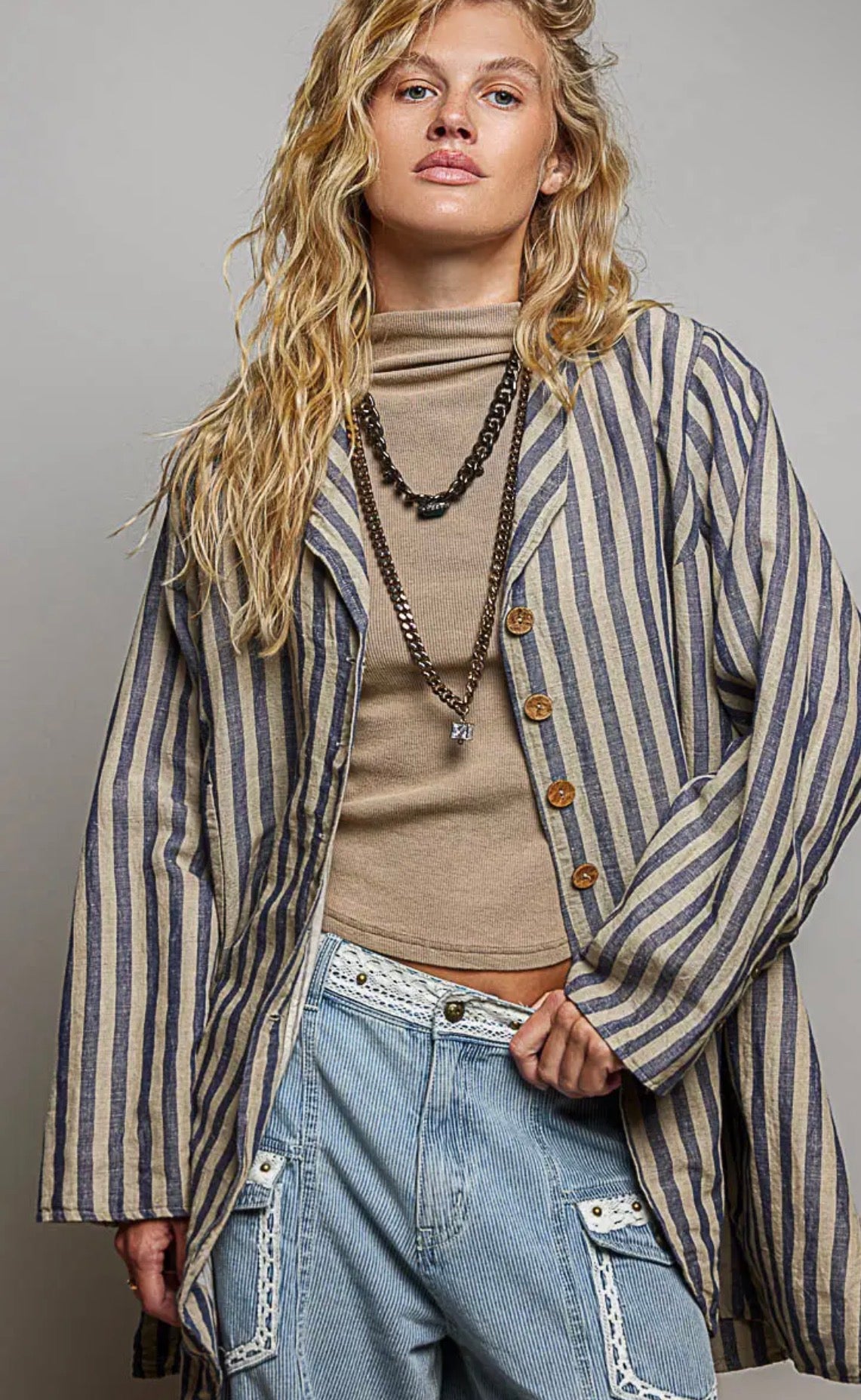 Winnie blue stripe coat