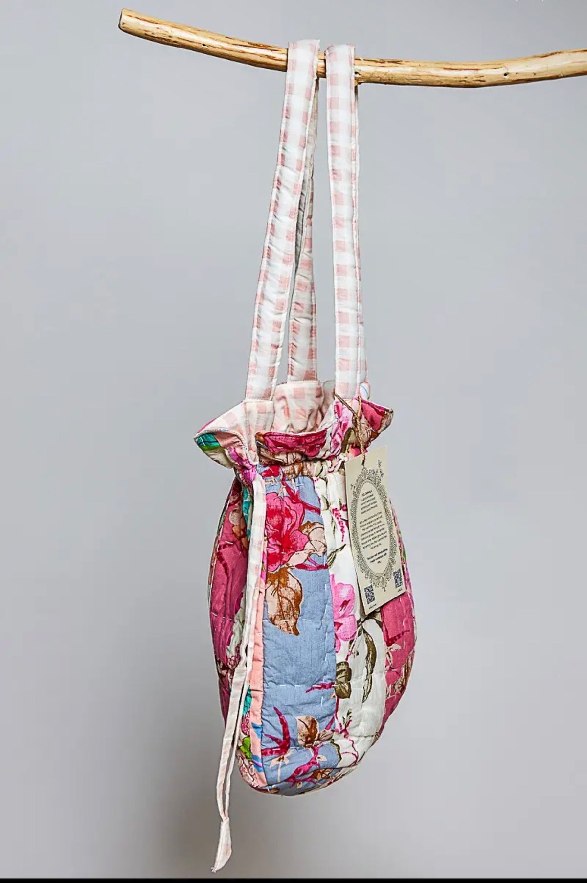Helena Draw string patchwork vintage floral cotton shoulder bag