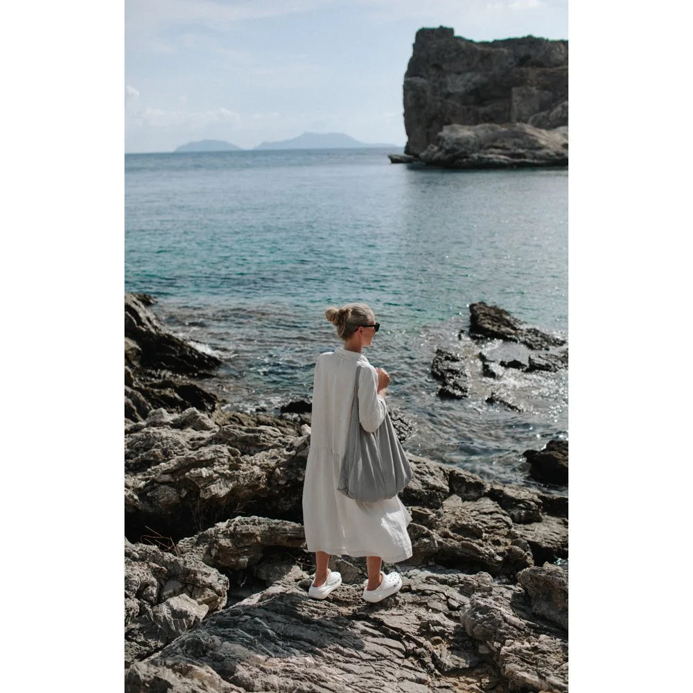 Oversized linen dress Mushroom / warm white SALE