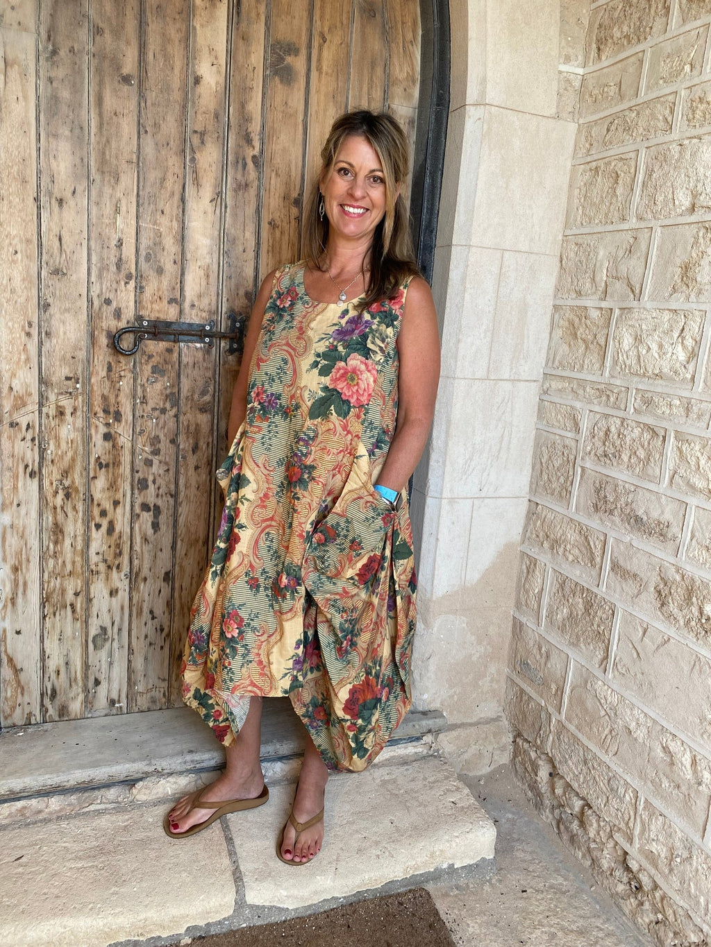 Miss roses sister violet garden tapestry dress