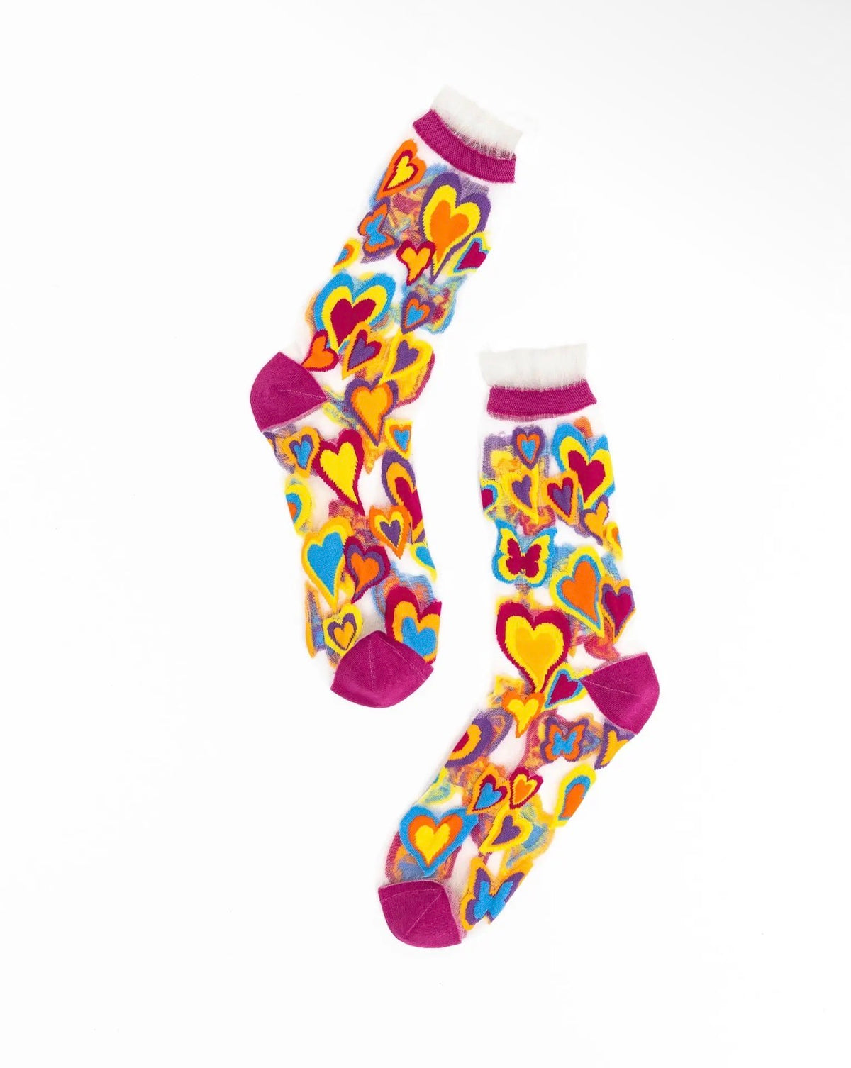 Y2K hearts ruffle sheer socks