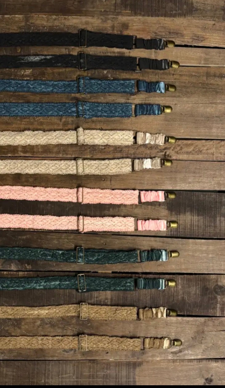 Jaded gypsy hand dyed lace suspenders