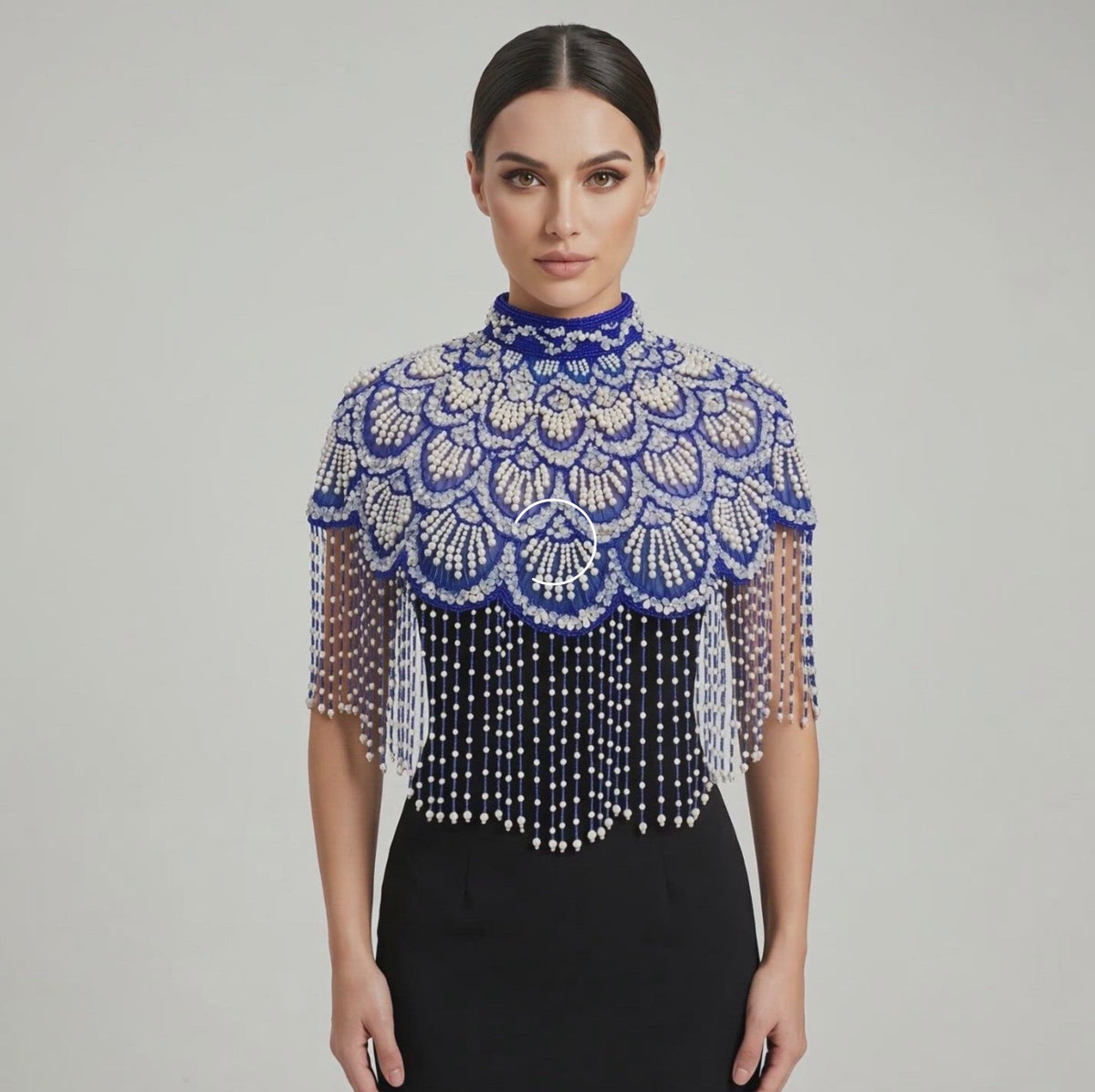 Santorini siren beaded capelet  royal blue